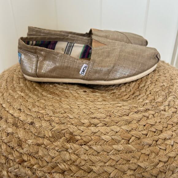TOMS Natural Metallic Alpargatas Burlap Espadrilles size 9 - Picture 7 of 12